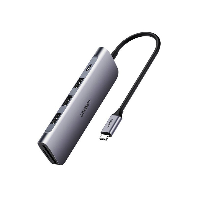 Hub Multifunctional Ugreen Type - C, 3 X Usb 3.0, 1 X Cititor Microsd / Sd, 1x 3.0 Pd Type- C, Gri - 50598