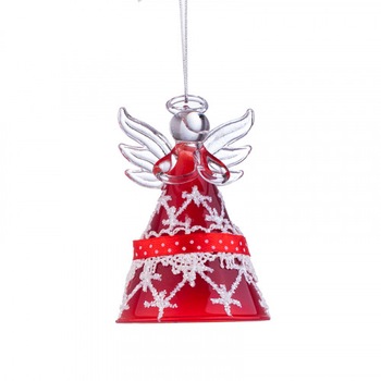 Glob model inger rosu cu decor alb, YA29, Sticla, 7 х 10 cm Glob model inger rosu cu decor alb, YA29, Sticla, 7 х 10 cm