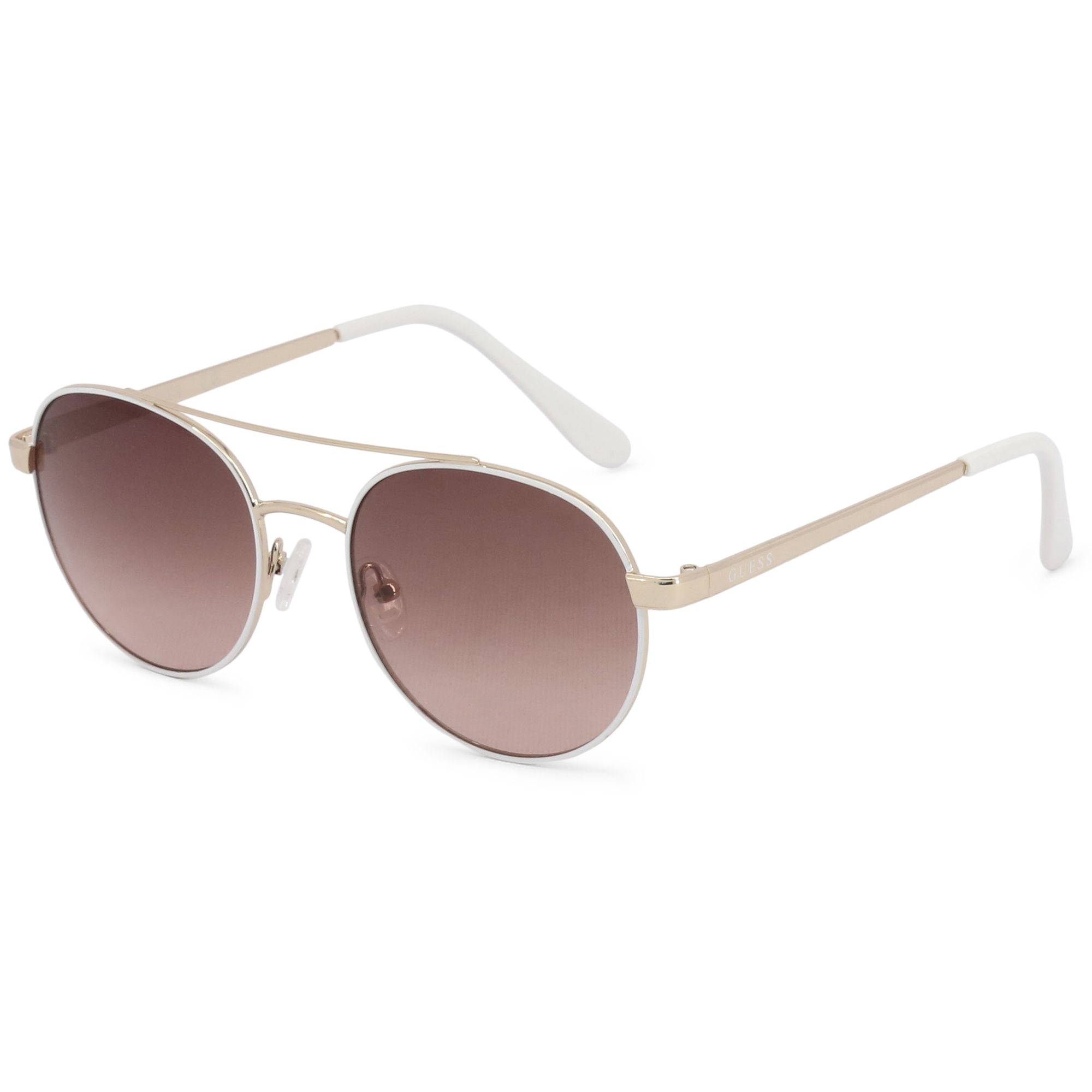 Ochelari de soare dama Guess Round Gold/White/Brown Degrade GF0367/S-32T