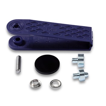 Set ocheti de 5 mm, argintiu, cu dispozitiv de montare, 40 buc, Prym Set ocheti de 5 mm, argintiu, cu dispozitiv de montare, 40 buc, Prym