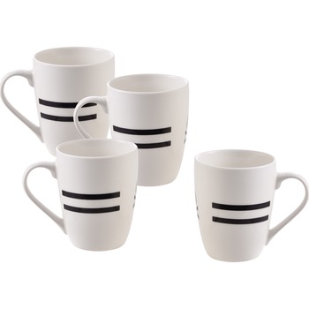 Set 4 cani Benetton Black&White cu logo, portelan, 360ml Set 4 cani Benetton Black&White cu logo, portelan, 360ml