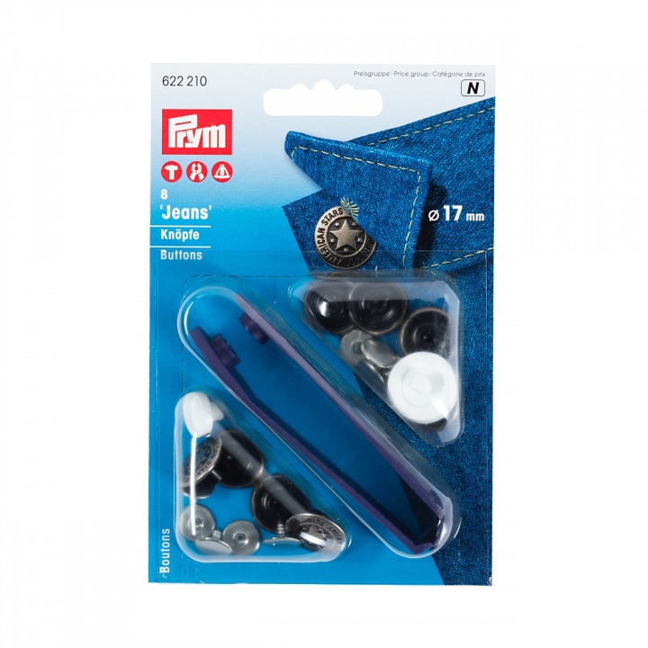 Комплект копчета за дънки Prym American Star 622210, 8 броя, 17 мм