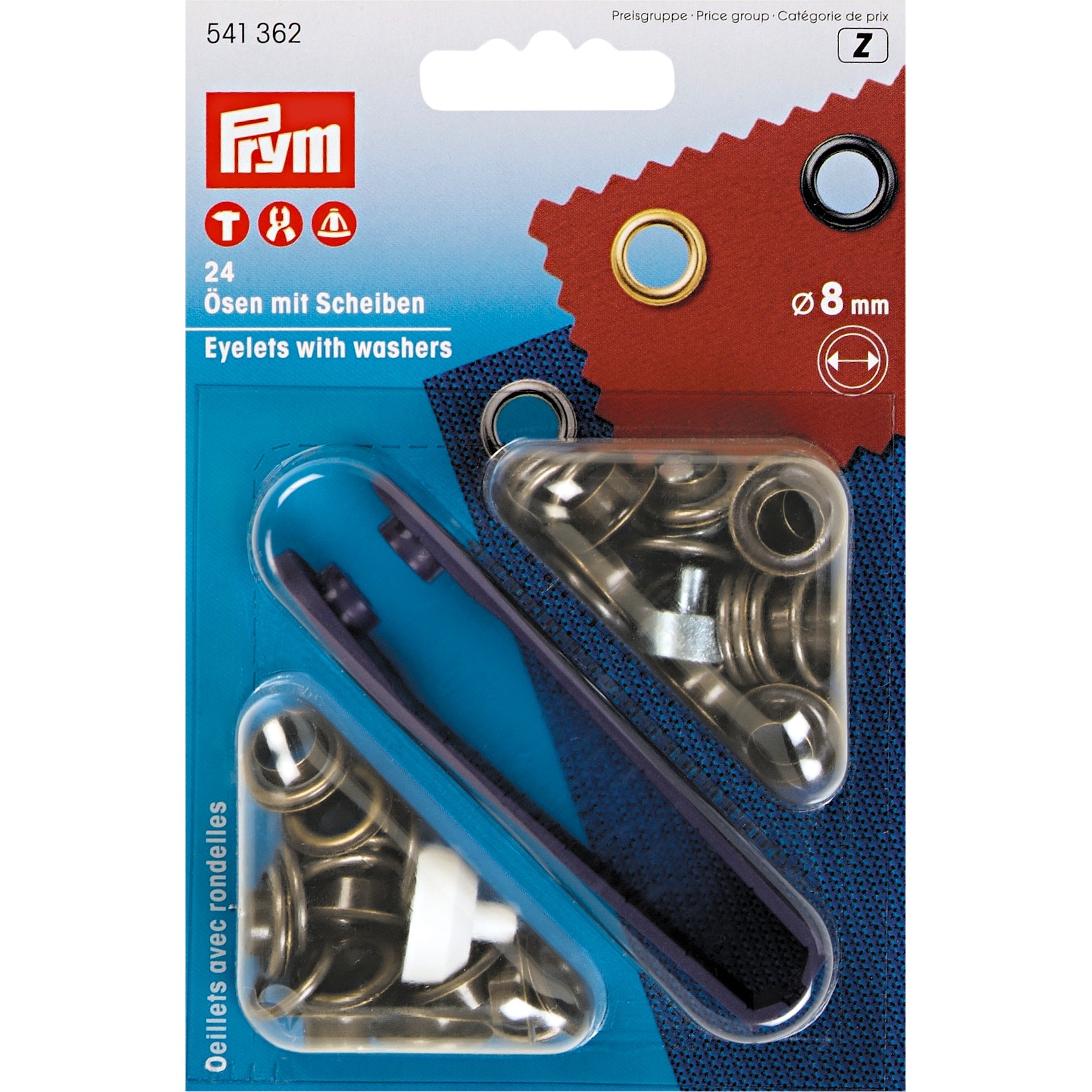 Set ocheti de 8 mm, alama cu dispozitiv de atasare, 24 buc, Prym