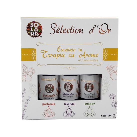 Set uleiuri esentiale Selection d'or (portocale, lavanda, eucalipt), 3*5ml, Solaris