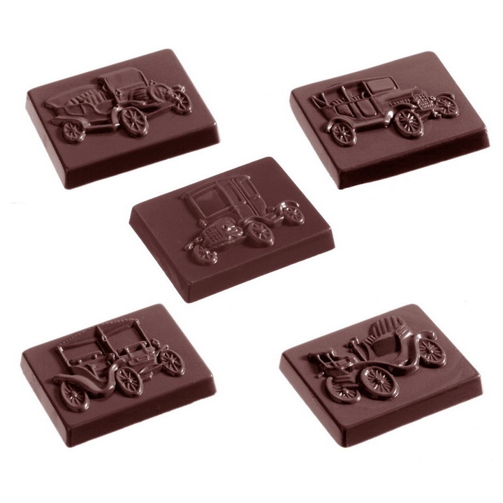 Matrita ciocolata masini clasice, 21 cavitati, 27.5x13.5cm, policarbonat, Chocolate World