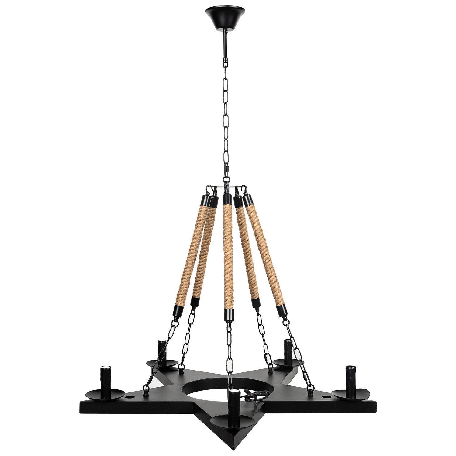 Lustra Vintage Stea 5 brate material textil , Retro , Sfoara ,E27