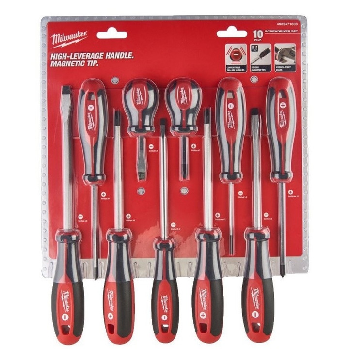 Комплект отвертки с тристранна дръжка, 10 бр