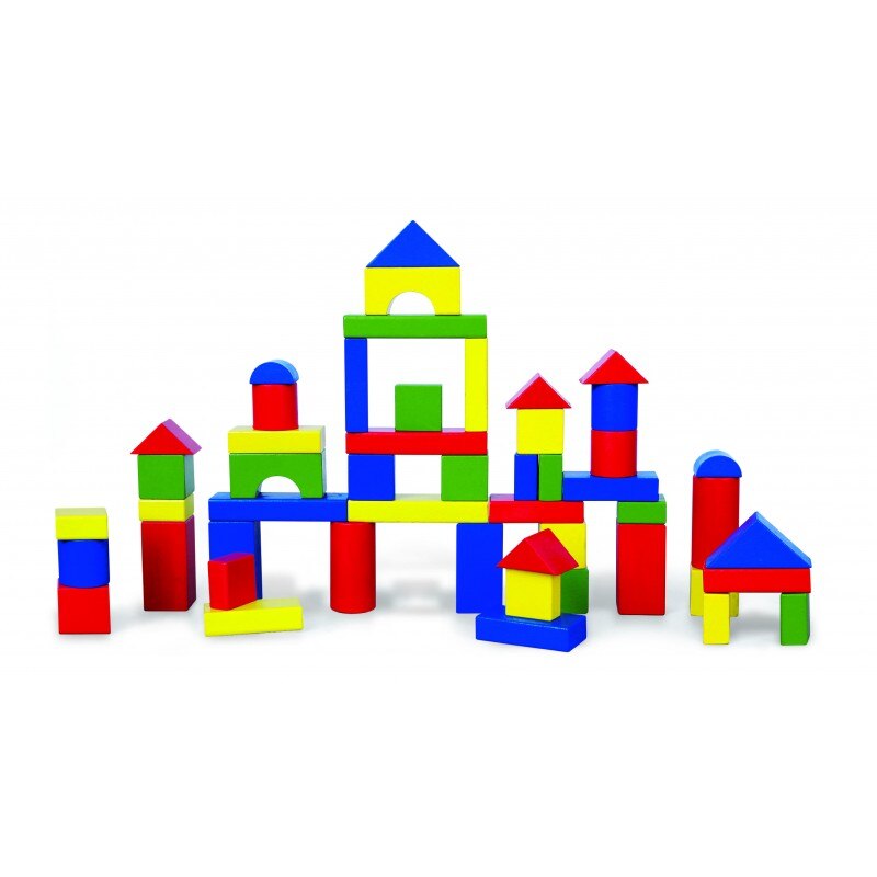 Set cuburi colorate 3,5 cm din lemn 50 buc, Viga - eMAG.ro