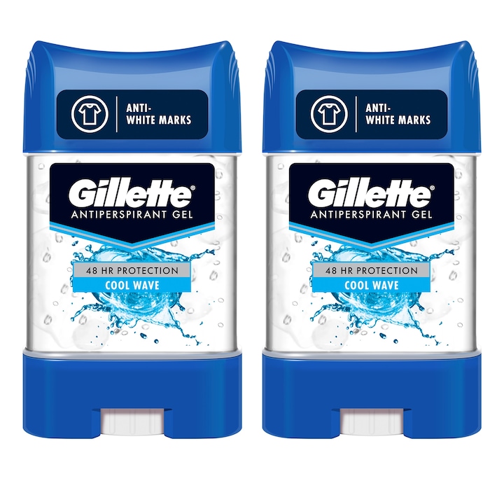 Pachet: 2 x Deodorant antiperspirant stick Gillette Clear Gel Cool Wave, 70 ml