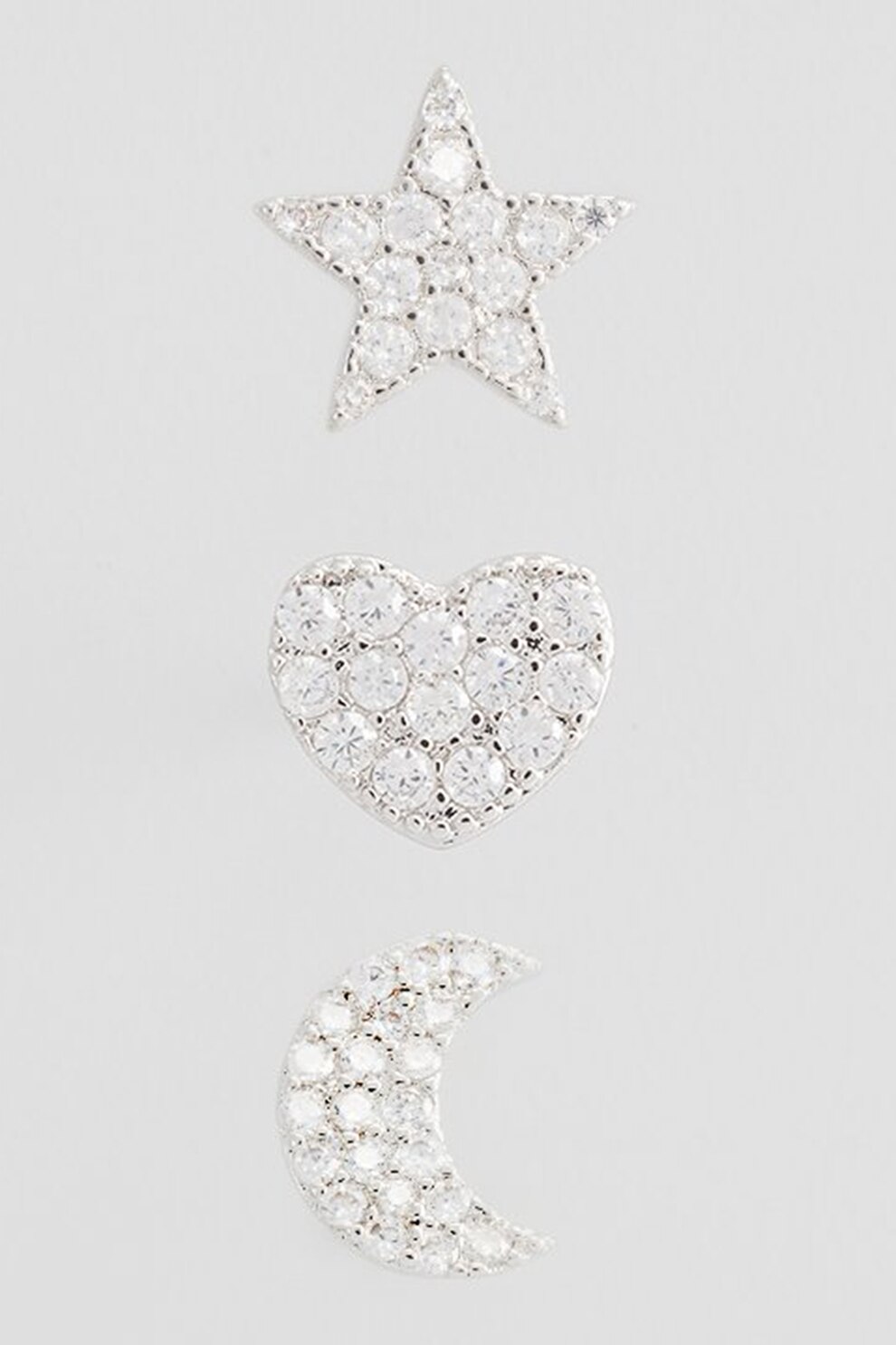 U.S. Polo Assn., Set de cercei cu tija si zirconia - 3 piese, Argintiu