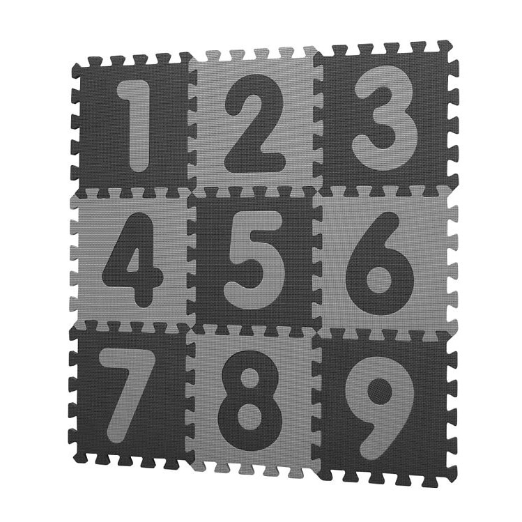 Covoras puzzle pentru locul de joaca Babydan, 90 x 90 cm, Negru/Gri