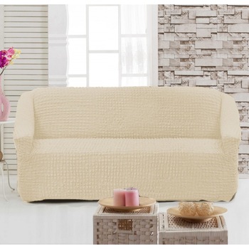 Husa elastica din material creponat, pentru canapea 2 locuri, 130/180 x 90/110 x 50/80 cm, Ecru Husa elastica din material creponat, pentru canapea 2 locuri, 130/180 x 90/110 x 50/80 cm, Ecru