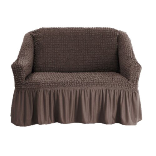 Husa elastica din material creponat, cu volan, pentru fotoliu, 70/110 x 80/110 x 50/80 cm, culoare Maro inchis (Dark Brown)