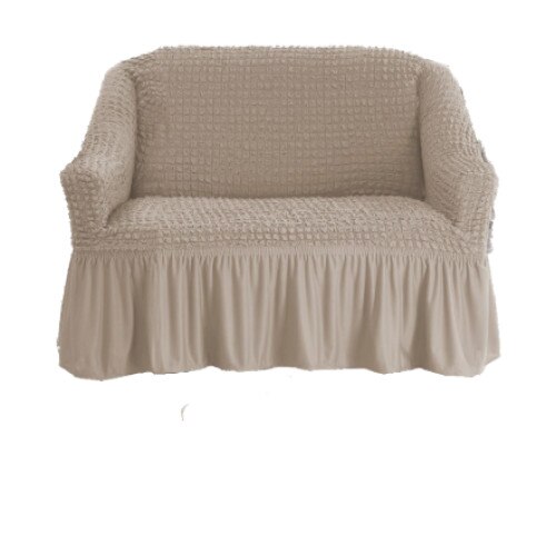 Husa elastica din material creponat, cu volan, pentru fotoliu, 70/110 x 80/110 x 50/80 cm, culoare Maro deschis (Taupe)