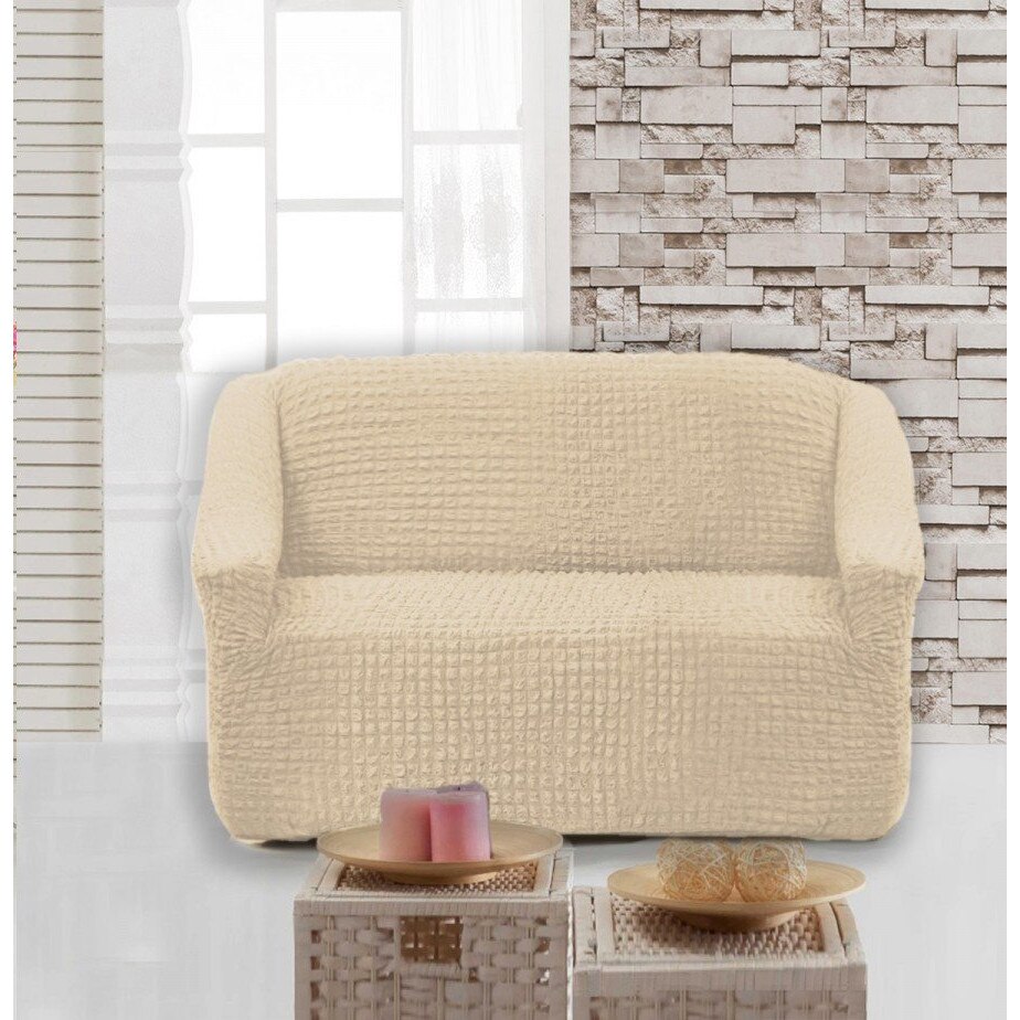 Husa elastica din material creponat, pentru fotoliu, 70/110 x 80/110 x 50/80 cm, culoare Ecru