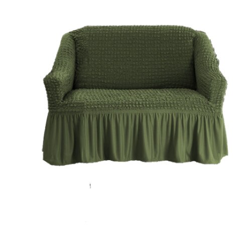 Husa elastica din material creponat, cu volan, pentru fotoliu, 70/110 x 80/110 x 50/80 cm, culoare verde