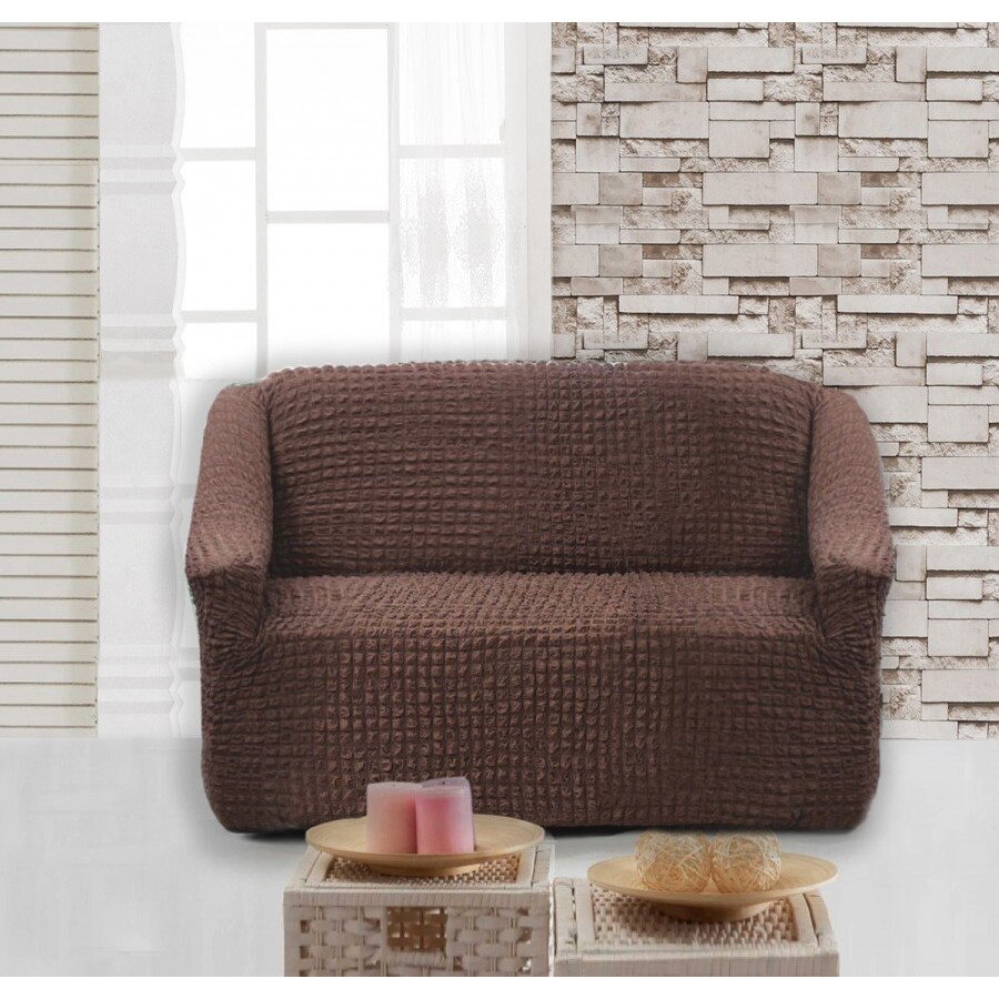 Husa elastica din material creponat, pentru fotoliu, 70/110 x 80/110 x 50/80 cm, culoare Maro Inchis (Dark Brown)