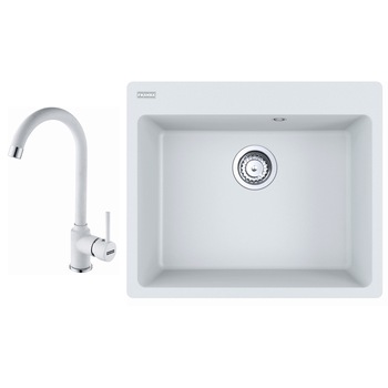Pachet chiuveta Franke fragranite CNG 610/210-54 + Baterie Franke Pola 1.0 ,590x500mm, adancime cuva 200mm, Alb Pachet chiuveta Franke fragranite CNG 610/210-54 + Baterie Franke Pola 1.0 ,590x500mm, adancime cuva 200mm, Alb
