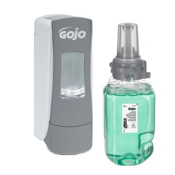 Pachet Sapun spuma/gel dus GOJO ADX-7 8713 700ml + Dispenser Gojo ADX-7 8784, 700ml, culoare alb/gri Pachet Sapun spuma/gel dus GOJO ADX-7 8713 700ml + Dispenser Gojo ADX-7 8784, 700ml, culoare alb/gri