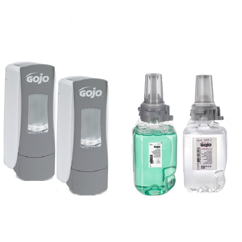 Pachet Sapun/Gel dus Gojo ADX-7 8713, 700ml, Sapun antimicrobial Gojo ADX-7 8748, 700ml si 2 Dispensere Gojo ADX-7 8784