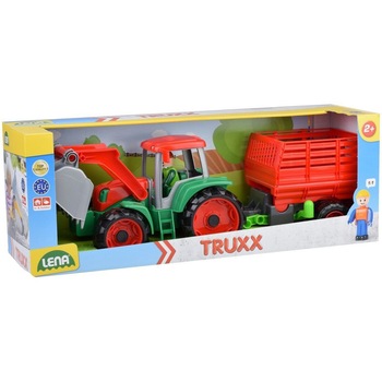 Tractor Lena Truxx, cu 1 figurina, cu remorca rosie, 56 cm Tractor Lena Truxx, cu 1 figurina, cu remorca rosie, 56 cm