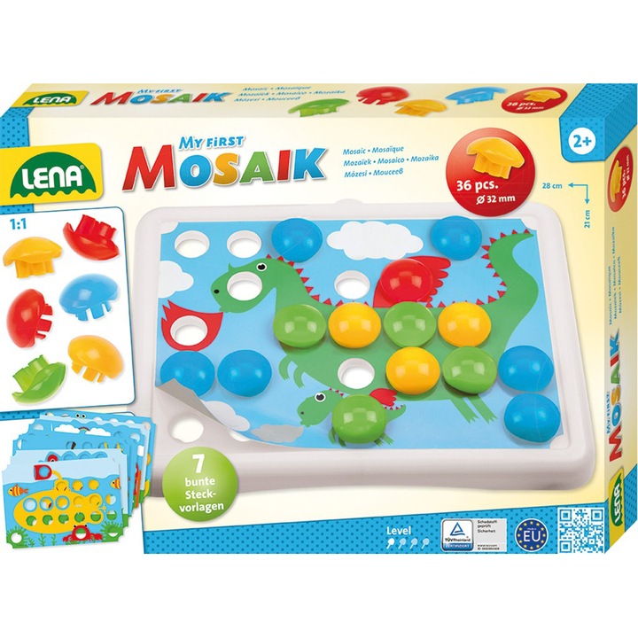 Игрален комплект Lena - Първата ми мозайка, 7 изображения, 36 цветни части