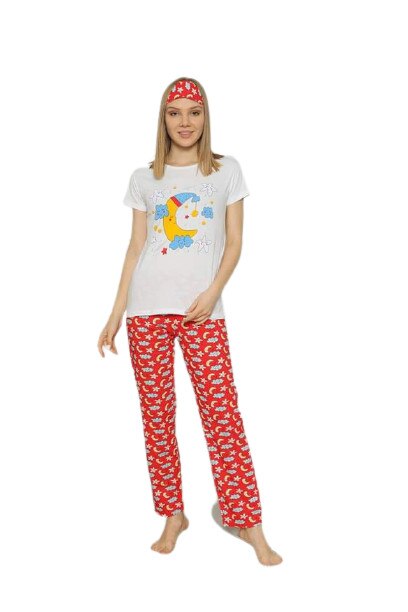 Pijama dama Carla, tricou culoare alb cu imprimeu