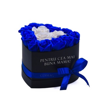 Cutie cu flori de sapun personalizat cu mesajul, Pentru cea mai buna mama Cutie cu flori de sapun personalizat cu mesajul, Pentru cea mai buna mama