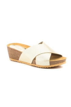 Saboti din piele si talpa de pluta Limon, Auriu, 39 Saboti din piele si talpa de pluta Limon, Auriu, 39