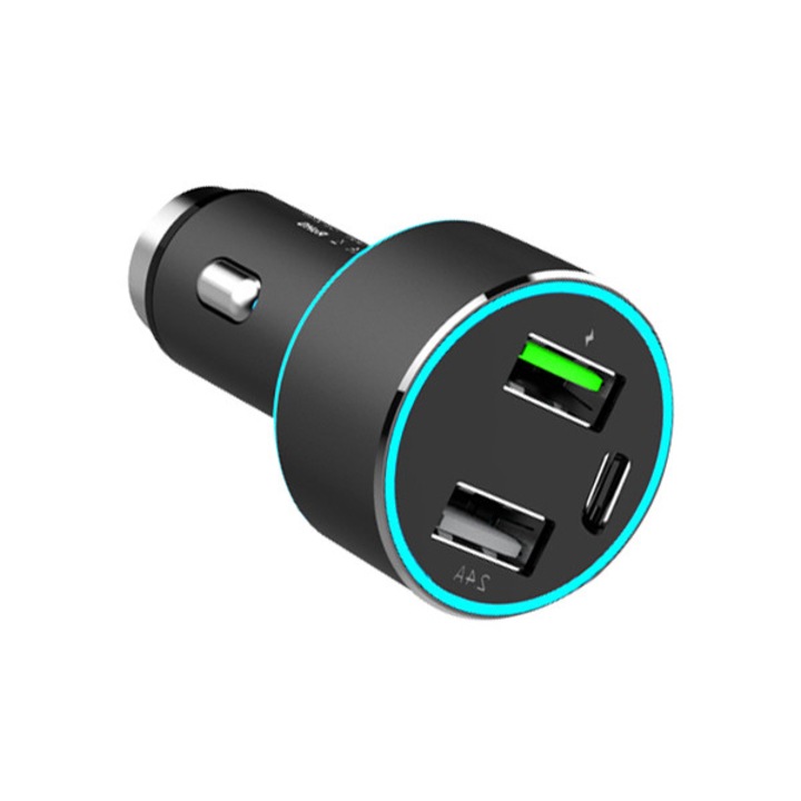 Mega Drive autós töltő, prémium, 3 USB port, 1xUSB QC3.0 + 1xUSB 2.4A + 1xUSB Type-C, 42 W