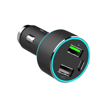 Incarcator auto premium cu 3 porturi usb 1xUSB QC3.0 + 1xUSB 2.4A + 1xUSB Type-C 42W Incarcator auto premium cu 3 porturi usb 1xUSB QC3.0 + 1xUSB 2.4A + 1xUSB Type-C 42W