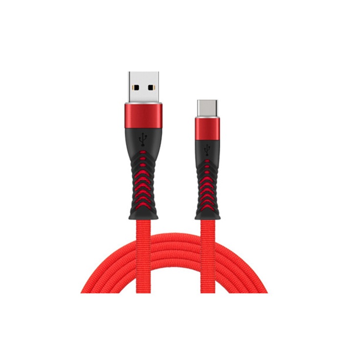 Cablu date si incarcare fish charge 2.4 A TYPE-C de 1 metru lungime rosu