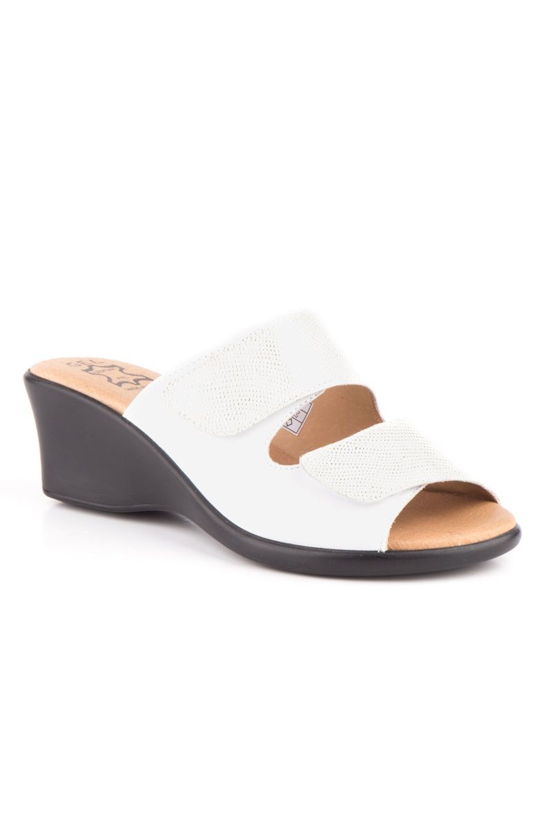 Saboti Dama din piele cu benzi velcro Alb, Alb, 38