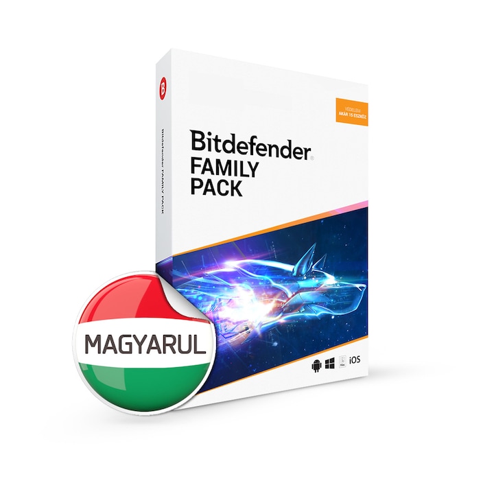 Bitdefender Family Pack 2021 magyar, 15 eszköz 1 évre, új előfizetés