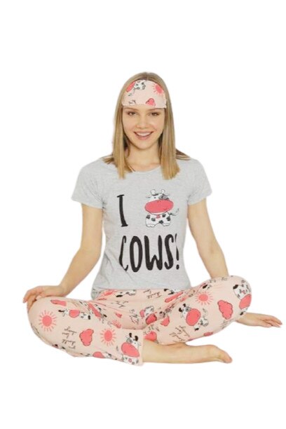 Pijama dama Carla Gri, Gri / Roz
