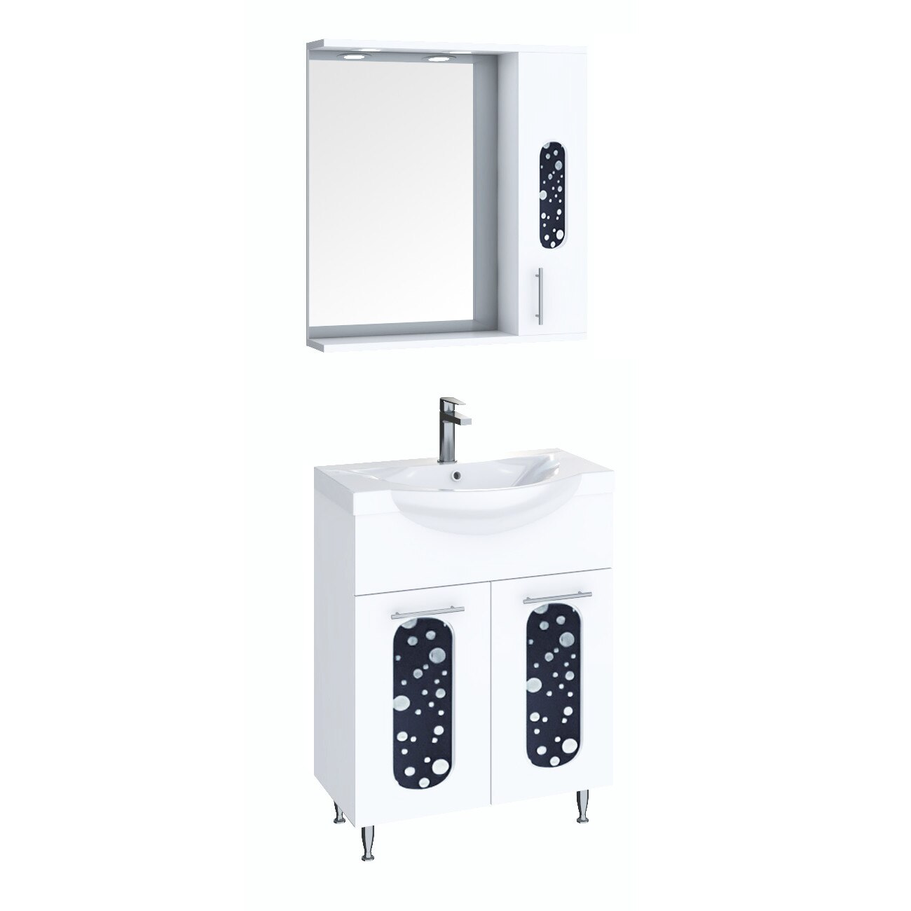 Set baza cu lavoar si oglinda , seria 177 , 55cm , Badenmob , alb