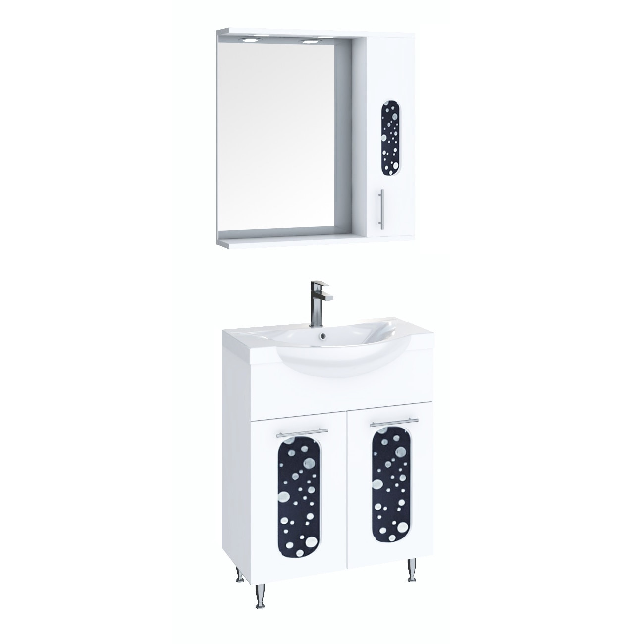 Set baza cu lavoar si oglinda , seria 177 , 65cm , Badenmob , alb