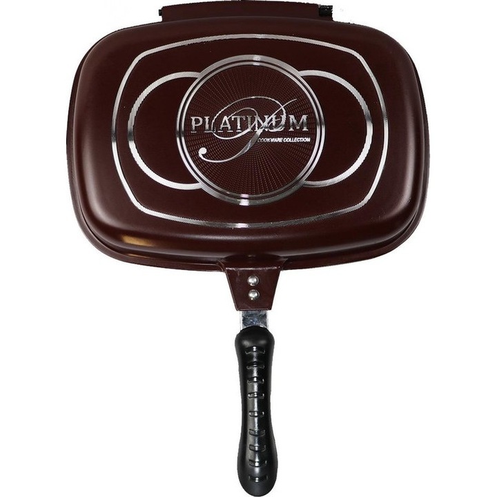 Tigaie dubla 36 cm, invelis marmura, Platinum Collection, PL DADG36