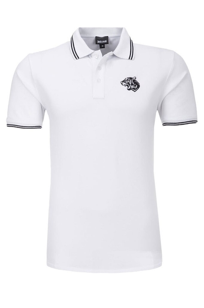 Tricou polo JUST CAVALLI , Tiger Print, Alb