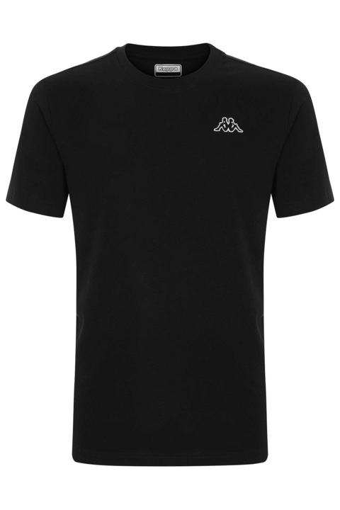 Tricou clasic din bumbac pentru barbati, Kappa, LOGO CAFERS SLIM, Negru