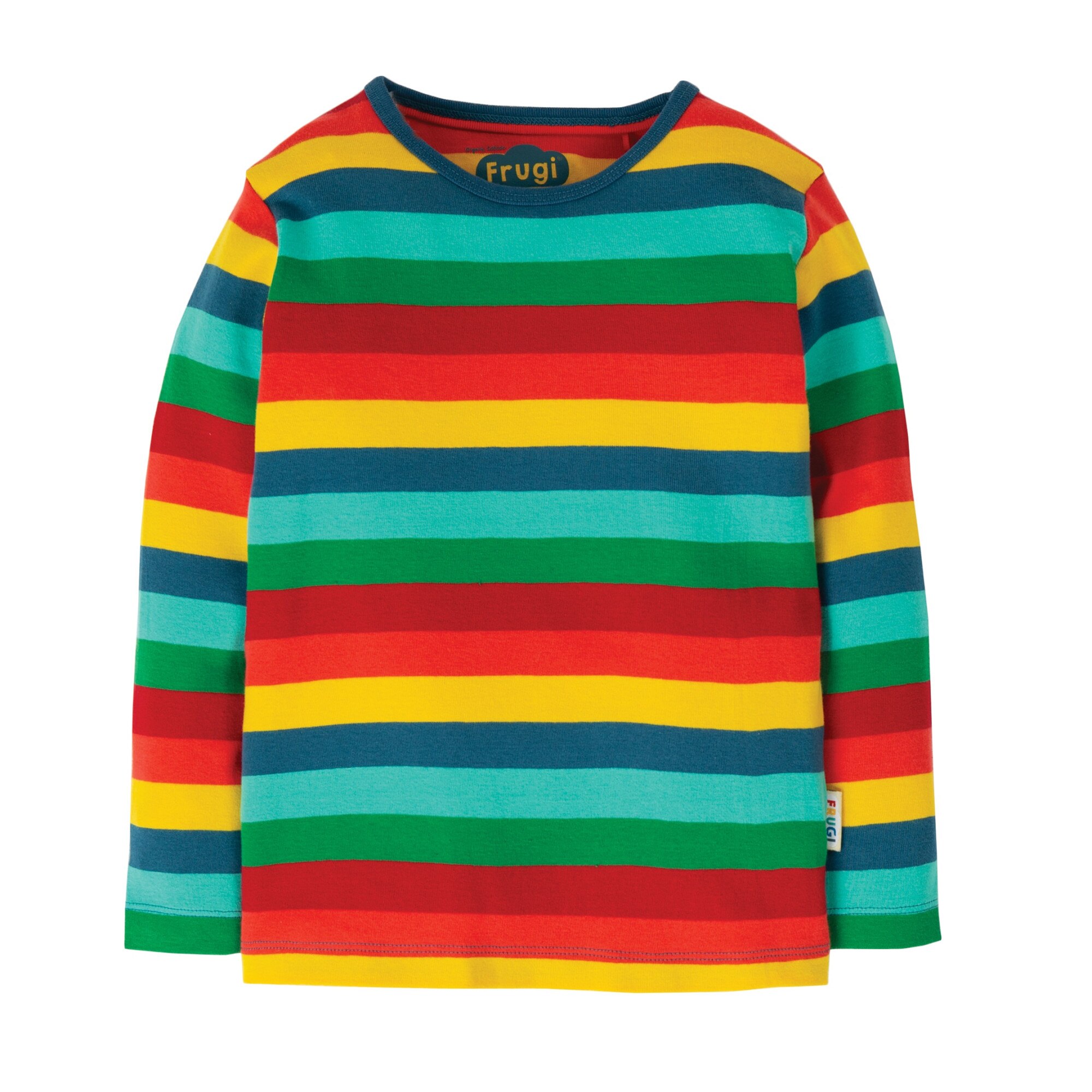 TTricou cu maneca lunga, dungute vesele, bumbac organic, multicolor
