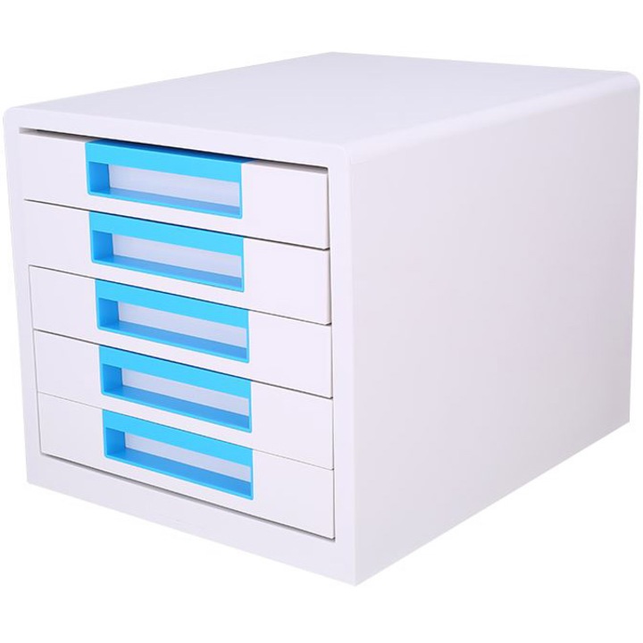 Cabinet Deli, 5 sertare, alb/bleu