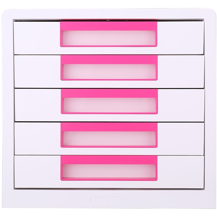 Cabinet Deli, 5 sertare, alb/roz