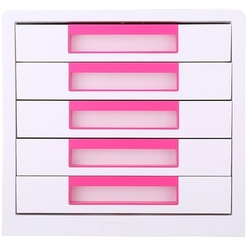 Cabinet Deli, 5 sertare, alb/roz Cabinet Deli, 5 sertare, alb/roz
