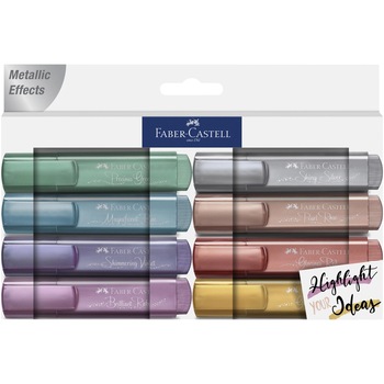 Set textmarkere Faber-Castell, 8 buc/set, culori metalizate Set textmarkere Faber-Castell, 8 buc/set, culori metalizate