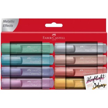 Set textmarkere Faber-Castell, 8 buc/set, culori metalizate II Set textmarkere Faber-Castell, 8 buc/set, culori metalizate II