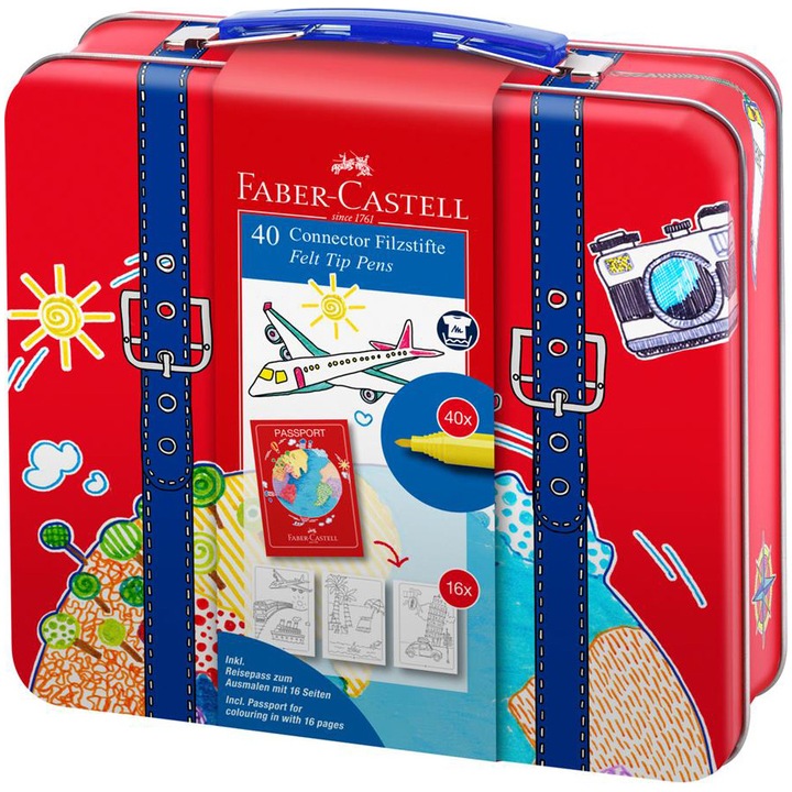 Carioca Faber-Castell Connector Valiza, 40 culori