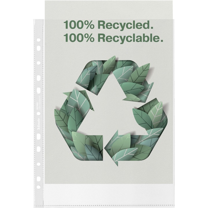 Джоб за документи Esselte Recycled, PP, A4, 70 микрона, 100 броя/комплект, Standard