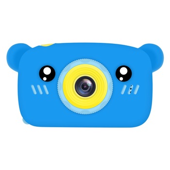 Camera foto copii, 3 jocuri puzzle, functie webcam, 50 efecte foto, Ursulet, Albastru Camera foto copii, 3 jocuri puzzle, functie webcam, 50 efecte foto, Ursulet, Albastru