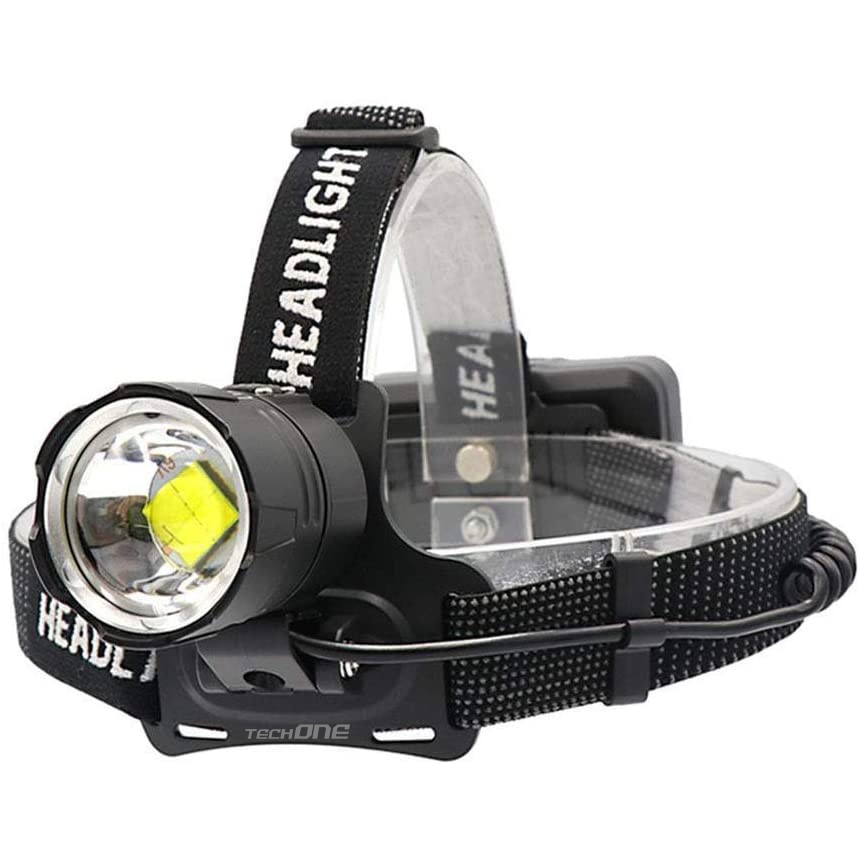 Habubu mercenary Radiate Lanterna de cap LED Techone® GD-HL171+, din aluminiu, sursa 1 x LED XP70  Ultra-Bright, cu zoom, profesionala, acumulatori inclus, rezistenta la apa,  20000 lumeni, 4 moduri lumina, stop atentionare spate, negru -